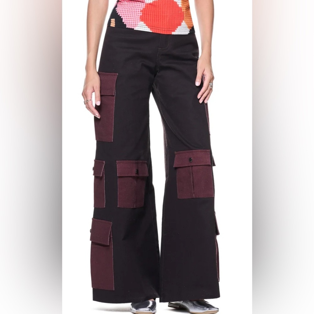 Black and Brown Wide Leg Pants with Contemporary Design